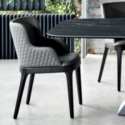 Cattelan Italia Magda Couture Chair Wood Legs With Arms